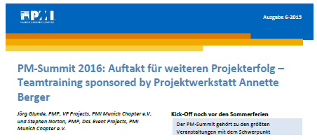 Projektwerkstatt Sponsor Teamtraining PM-Summit 2016